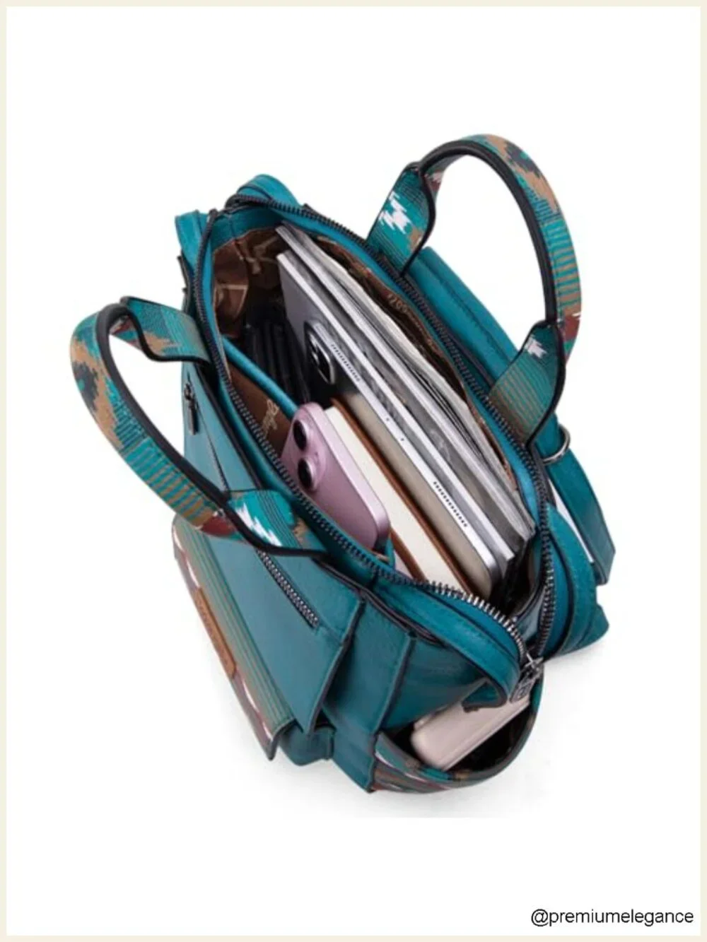 Faux Leather Aztec Backpack Purse with Anti Theft Zipper and Adjustable Straps